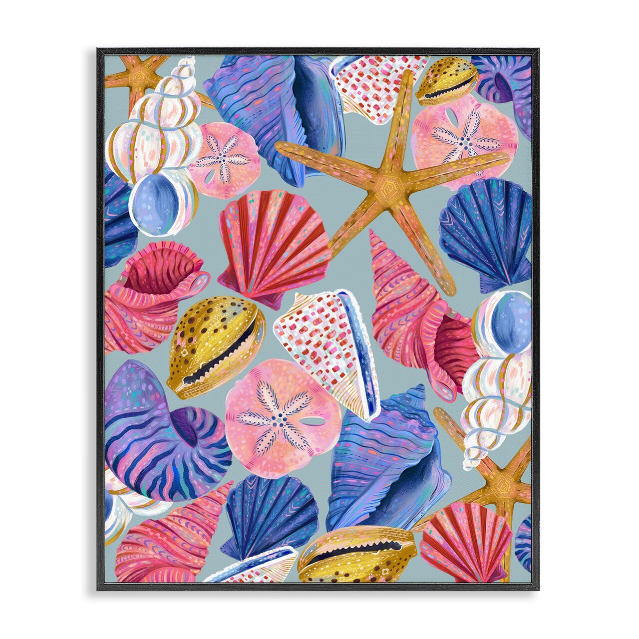 Stupell Industries Bright Seashells Assortment Framed Giclee Wall Art Design by Arrolynn Weiderhold